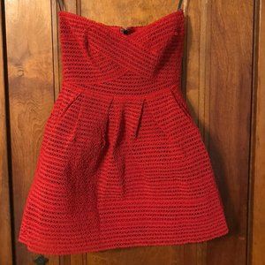 Formal Strapless textured Red mini dress